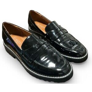 Franco Sarto Shoes Womens 8M Cassandra Penny Loafers Black Patent Leather Casual